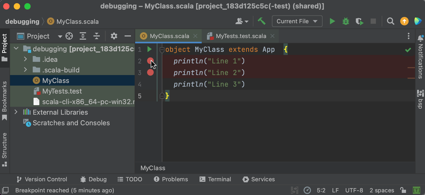 Setting breakpoints