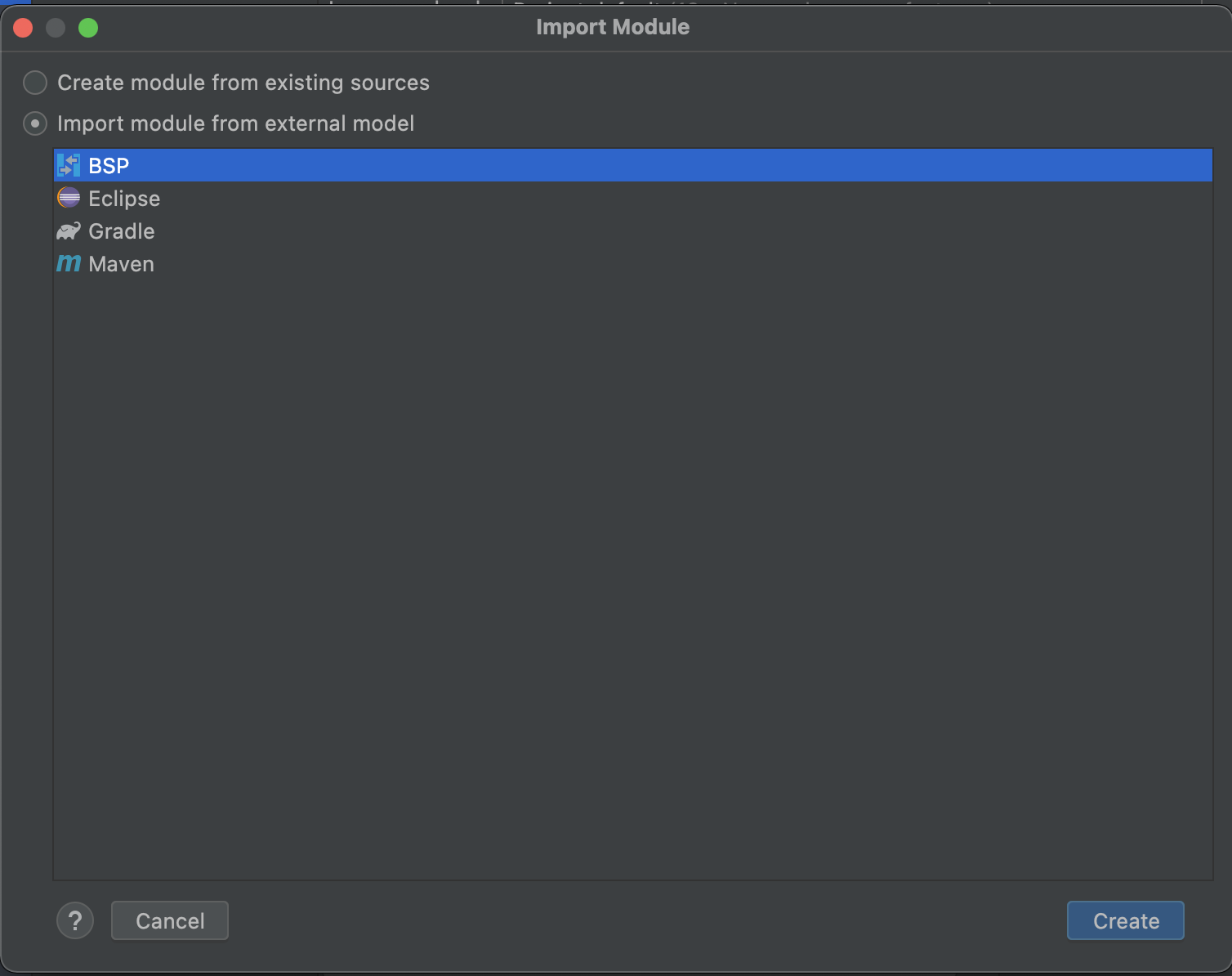 Import from BSP as external model